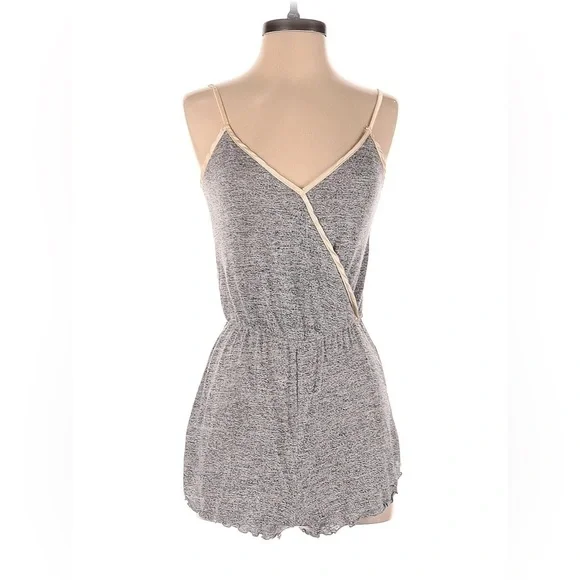 Out From Under x Urban Outfitters Grey Surplice Mini Romper Medium - Picture 3 of 10
